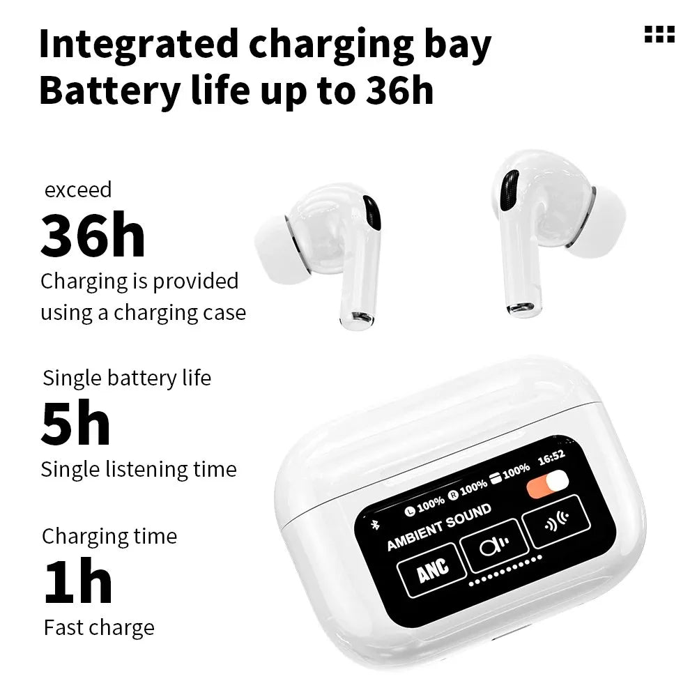 Auriculares TWS con Pantalla Táctil LED | Bluetooth 5.4, ANC y 48h Batería