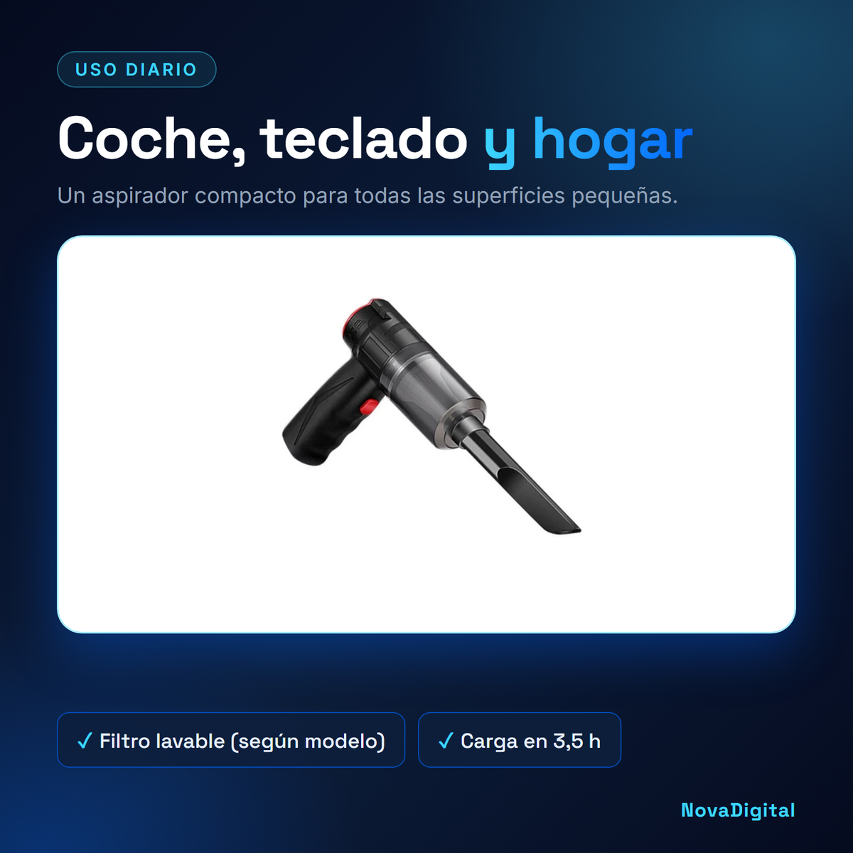 Aspirador de mano compacto para coche, teclado y hogar