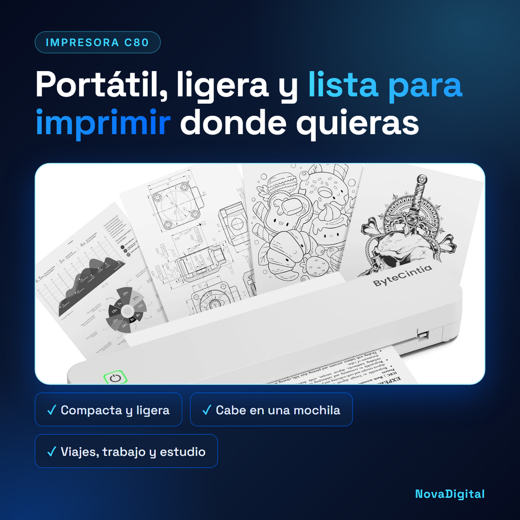 Impresora térmica portátil C80: compacta y ligera para imprimir donde quieras