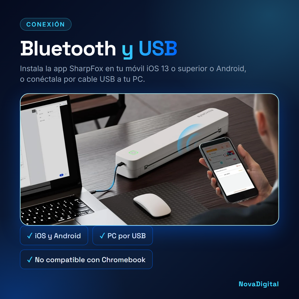 Impresora C80 con conexión Bluetooth (iOS y Android) y USB para PC