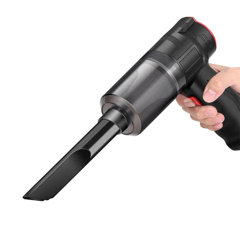 Aspirador de mano inalámbrico limpiando con boquilla extensible