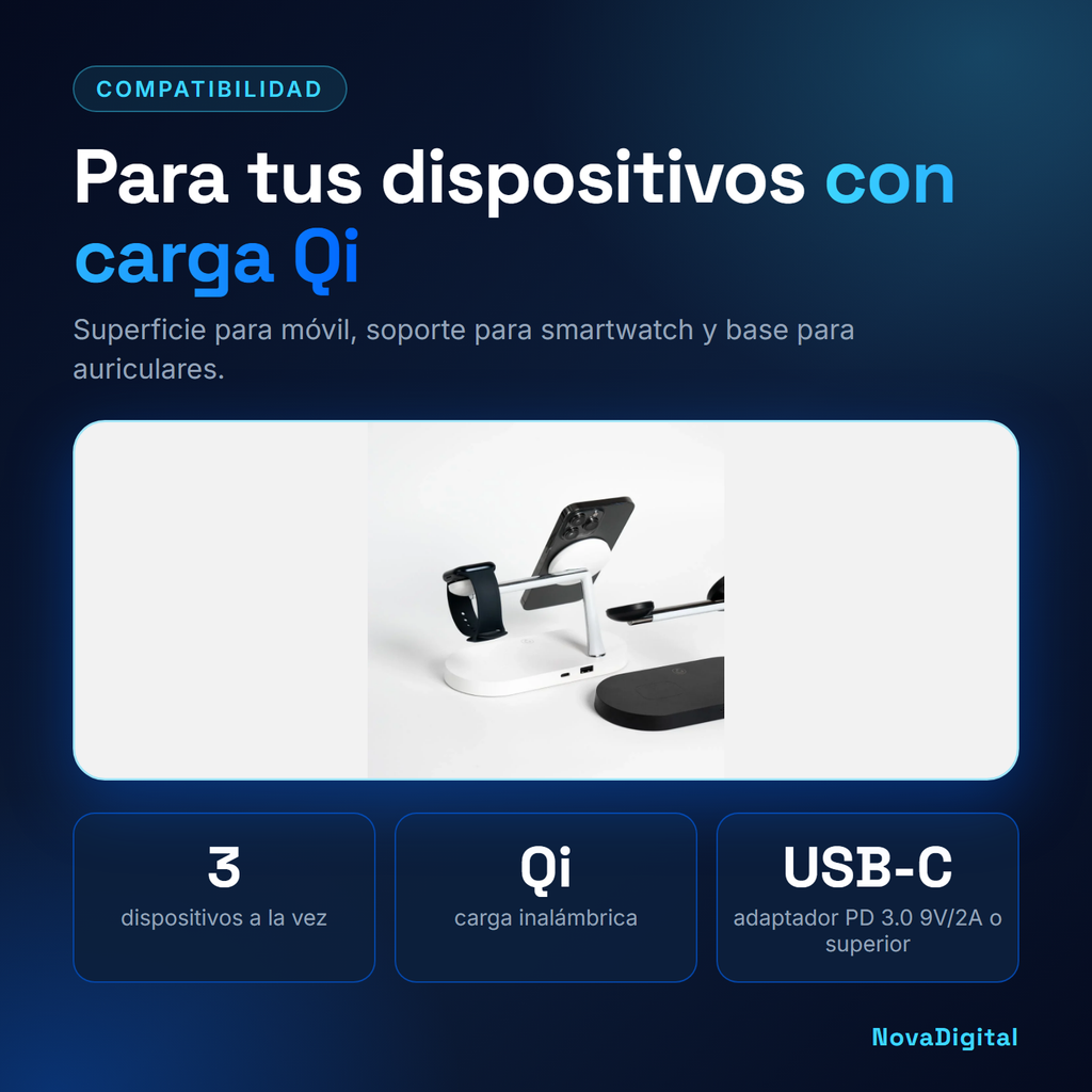 Rayvia compatible con dispositivos con carga Qi, puerto USB-C